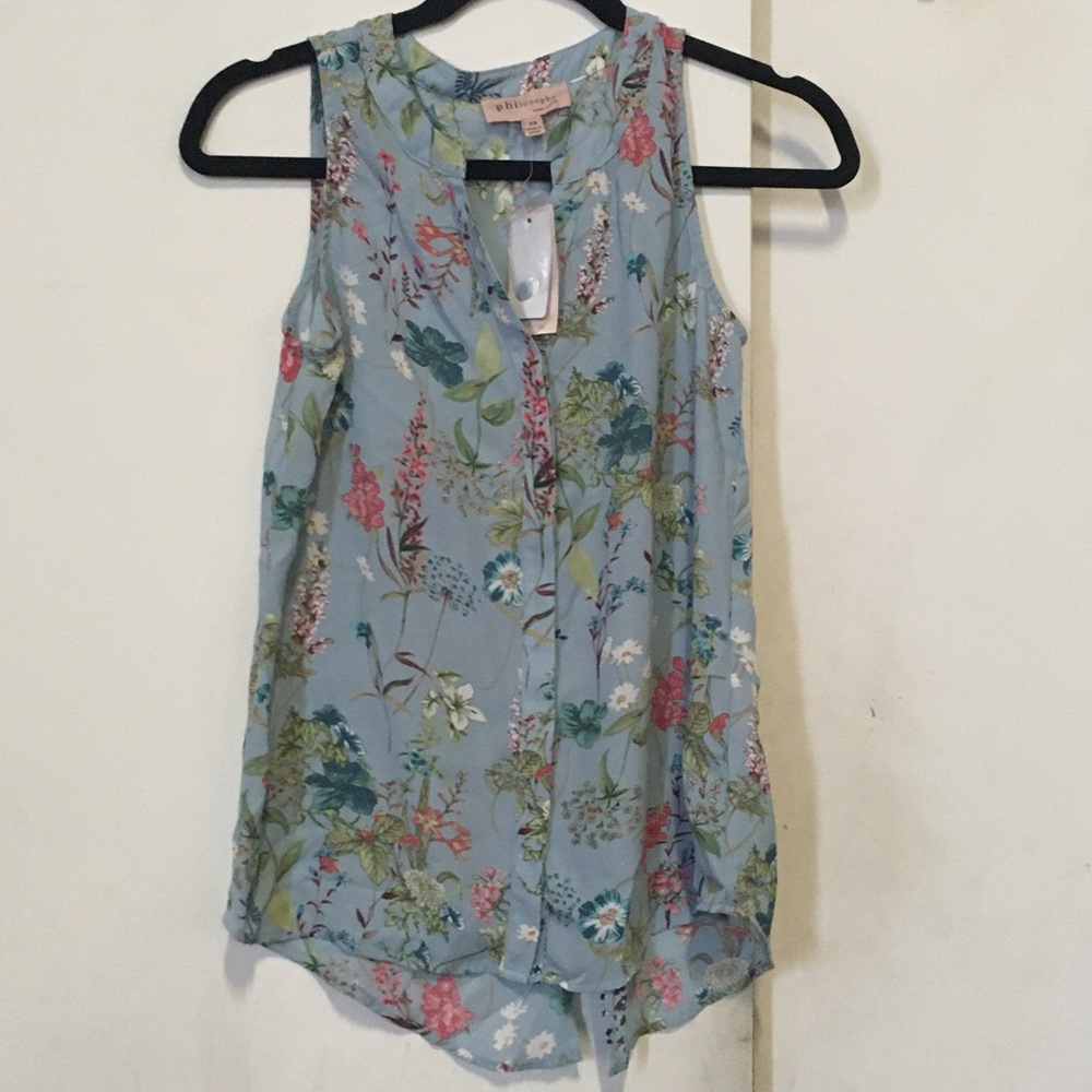 Philosophy sleeveless floral blouse